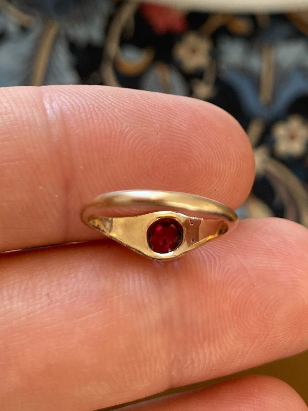 Antique Victorian Old Cut Ruby Paste Belcher Ring, Loeb & Co. 1896, Tiny Size - Picture 12 of 16